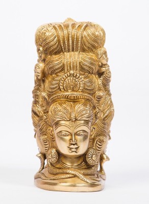 ARIHANT CRAFT Hindu God Shiva Parvati Three Face Idol Lord Shiva Statue Mahadev Sculpture Hand Work Decorative Showpiece  -  10.5 cm(Wood, Yellow, Gold)