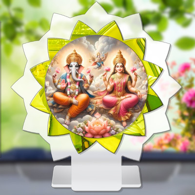 SANBIA Lakshmi Ganesh Laxmi Ganesha Car Dashboard Idol Premium Decorative Showpiece  -  11 cm(Plastic, Multicolor)