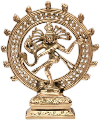 TREEMAISON Vastu Brass Natraj | Weight-1164gm Approx| Lord Shiva Dancing Idol Decorative Showpiece  -  23.5 cm(Brass, Gold)