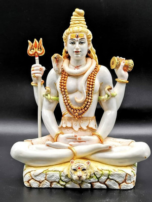 RD MANUFACTURING Shiva Idols, Shiva Statue, Lord Shiva Idol Decorative Showpiece  -  15.2 cm(Marble, Yellow)