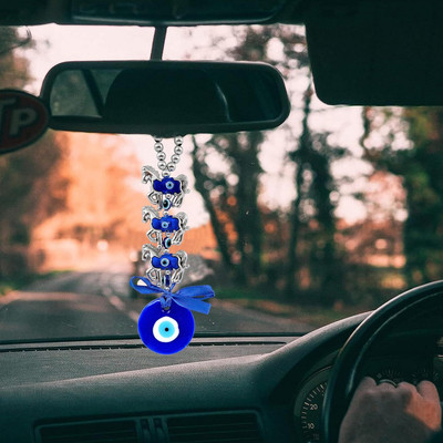 Global Reach 3-Horse Evil Eye Wall Hanging to Enhance Vastu in Your Home and Workspace Decorative Showpiece  -  16 cm(Glass, Blue)