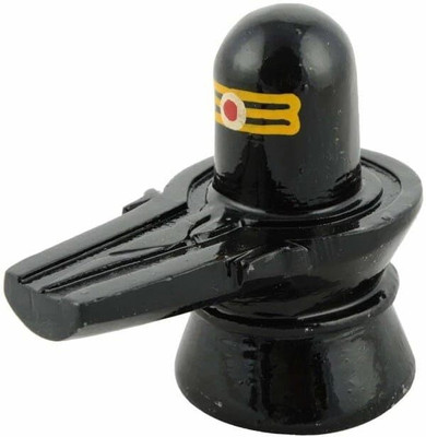 SriMaa Ventures Tilak Black Shivling Idol Statue for Shivratri Saawan Jalabhishekam Decorative Showpiece  -  7 cm(Marble, Black)