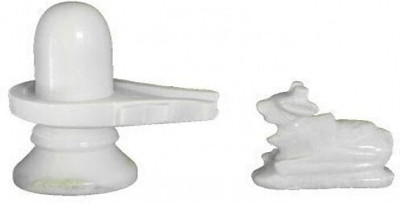 TANISHKA CREATIONS Marble Shivling & Nandi Decorative Showpiece  -  6.5 cm(Marble, White)