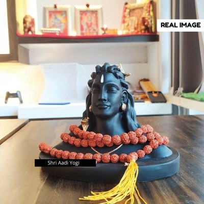 IDOLART Lord Adiyogi Shiva Statue with free rudraksha mala Decorative Showpiece  -  15 cm(Polyresin, Black, Gold, White)