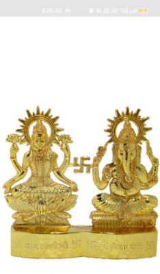 braj bazar (2.5 Inch) Laxmi Ganesh Ji Decorative Showpiece  -  7 cm(Brass, Gold)