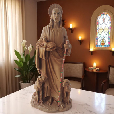 Anantamitra Jesus Christ Idol | Good Shepherd Resin Statue for Home & Office Décor Decorative Showpiece  -  28 cm(Resin, Brown)