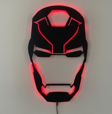 MAZOX MAZOX IRON MAN Red led light sign Decor Decorative Showpiece  -  35 cm(Wood, Black)