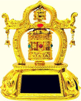 Vastu Art Vastu / Feng Shui / Buddhist Om Mani Prayer Wheel With Solar For Good Luck And Prosperity Decorative Showpiece  -  12 cm(Plastic, Gold)