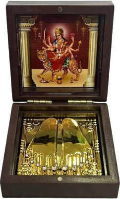KAPRAK Maa Durga Devi Charan Paduka Decorative Showpiece  -  7 cm(Wood, Gold)
