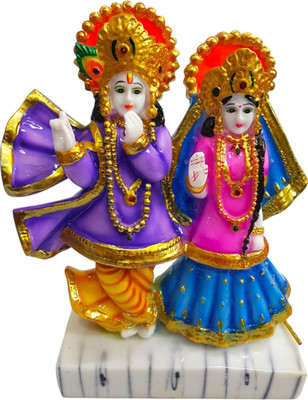 BHAKTIKART Iskon Idol Statue Hindu God Radha Krishna Figurine for Pooja Decorative Showpiece  -  20 cm(Marble, Multicolor)