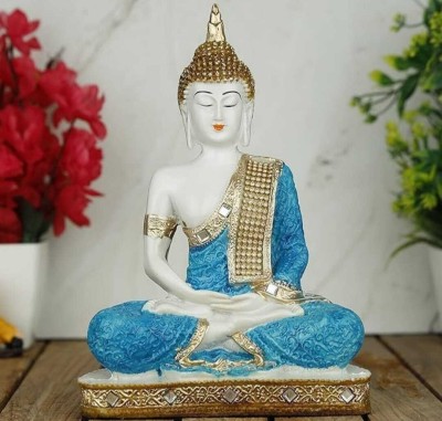 skmultistoreworld skmultistoreworld Resin Meditating Sitting Buddha Statue showpiece Idol Decorative Showpiece  -  15 cm(Resin, Blue)