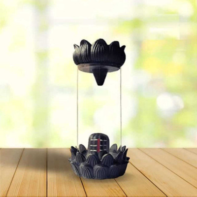 shivay Shivling Incense Backflow Smoke Fountain With 10 Incense Cones Decorative Showpiece  -  20 cm(Glass, Polyresin, Black, White)