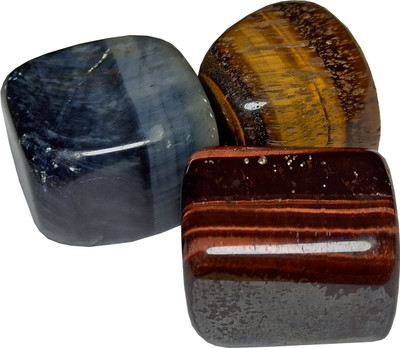 ALDOMIN Tiger Eye Triple Tumble Stone Red, Blue, Golden - Energy, Focus & Protection Decorative Showpiece  -  2 cm(Crystal, Red, Blue, Brown)
