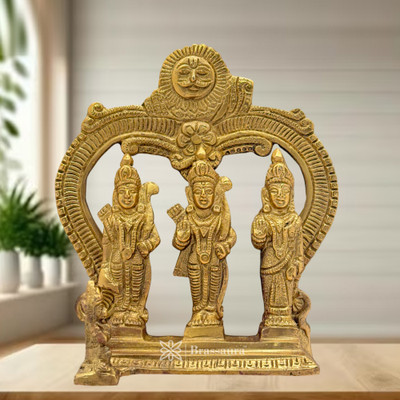 BrassAura Brass Ram darbar Idol for Home and Decor Weight 1.1 Kg Height 17 cm Decorative Showpiece  -  17 cm(Brass, Gold)