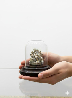 ET JEWELLERS SILVER GANESHA IDOL Decorative Showpiece  -  7 cm(Silver, Grey, Gold)