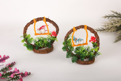 RAAVI Artificial Birds Nest Hanging Natural Grass Bird Home Decorative Showpiece Decorative Showpiece  -  5.3 cm(Jute, Multicolor)