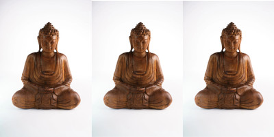 Bagus Buddha Statue Bag Sitting Buddha Figure Sculpture Home Office Desk Decorative Decorative Showpiece  -  31 cm(Wood, Brown)