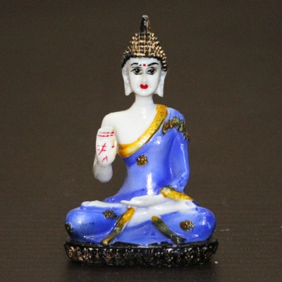 Miss Peach Buddha Statue gift items Serenity Resin Car Dashboard Showpiece for Home Diwali Decorative Showpiece  -  11 cm(Polyresin, Blue)