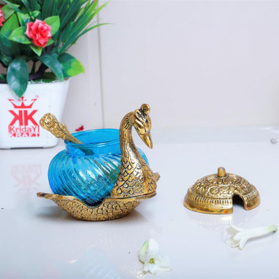 KridayKraft Container Mukhwas Dining Box, Mouth Freshener Storage For Gift Decorative Showpiece  -  13 cm(Metal, Gold)