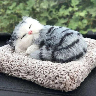APEROL DESIGN Car Dashboard Sleeping Cat Big Plush Toy Figurines 18*14*5 Decorative Showpiece  -  5 cm(Fabric, Black, Grey)