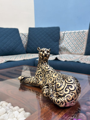 Royalbox Luxury Golden Leopard Figurine – Modern Home & Office Décor Showpiece Decorative Showpiece  -  12 cm(Polyresin, Gold)