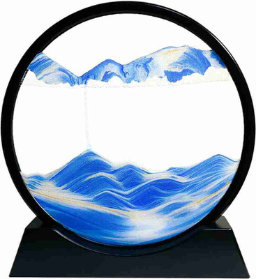 ZUVUZU Decor Moving Sand Art Glass TableTop Deep Sea Sandscape in Motion Display Decorative Showpiece  -  5 cm(Glass, Blue)