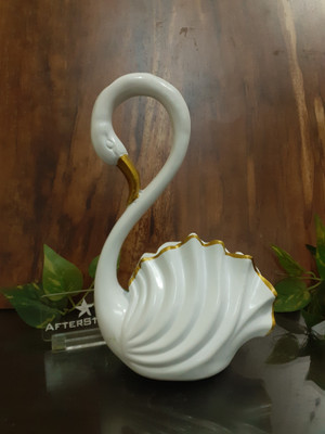 Spreading Smiles SWAN WHITE PACK OF 1 showpiece for home office table décor statue Decorative Showpiece  -  23 cm(Polyresin, White)