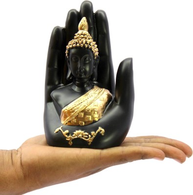 Kanha Art N Craft Buddha Statue for Home Decor | Resin Palm Buddha Showpiece for Living Room Decorative Showpiece  -  12 cm(Resin, Black, Gold)
