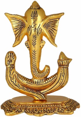 Crafticia Crafticia Metal Ganesh Idol On Base Murati For Decorative Puja Ganpati Vastu Figurine Showpiece For Home Décor (13.5X8.5X17, Golden) Decorative Showpiece  -  17 cm(Metal, Gold)