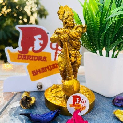 DARIDRA BHANJAN Hanuman Ji Murti Idol Blessing with Gada Standing Lord Balaji Bajrangbali Decorative Showpiece  -  11 cm(Resin, Gold)