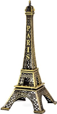 COLORSOFLIFE Antique Finish 3D Gold Metal Paris Eiffel Tower Statue, Cabinet, Office. Decorative Showpiece  -  16 cm(Metal, Black)