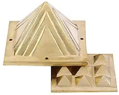 Sambhaav High Grade Vastu Brass Powerful Pyramid in 2 Layer l 3*3 Inches l Set of 2 Decorative Showpiece  -  1 cm(Brass, Brown)