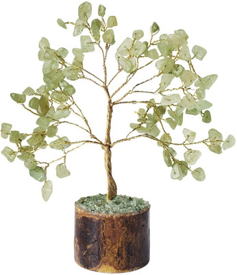 9dzine Healing Crystals Green Aventurine Tree 100 Beads Gold Wire for Home Décor Car Decorative Showpiece  -  41 cm(Crystal, Light Green)