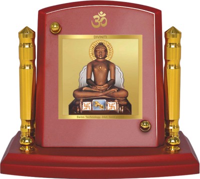 DIVINITI 24K Gold Plated Mahavir Photo Frame For Car Dashboard, Home Decor, Prayer, Gift Decorative Showpiece  -  7 cm(Gold Plated, Multicolor)