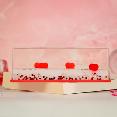 Spiricon Elegant Unsinkable Fluid Heart Snow Wave Glass Ornament – 5 cm Decorative Showpiece  -  5 cm(Glass, Red)