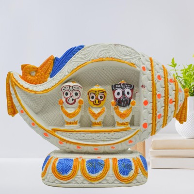 Jagannath World Lord Jagannath Shankh Pratima Statue Decorative Showpiece  -  9.5 cm(Marble, White)