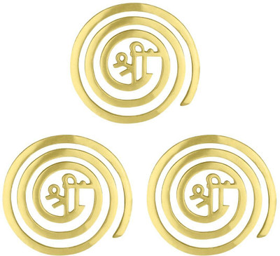 TREEMAISON Vastu Brass ( Shree ) Helix for Vastu Dosh / Vastu Remedy ( 4-Inch , Pack-03) Decorative Showpiece  -  1 cm(Brass, Gold)