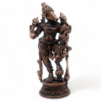 Bhunes Copper Varaha Lakshmi Idols, Varaha Laxmi Ji Ki Murti, Varaha Statue, Varaha Decorative Showpiece  -  7 cm(Copper, Brown)