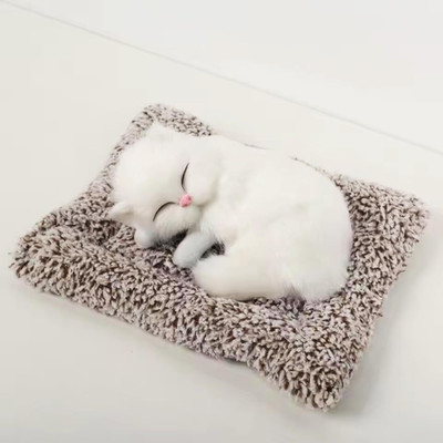 LILA ENTERPRISE Sleeping Cat Plush Toy with Press Simulation Sound Decorative Showpiece  -  5 cm(Fabric, Multicolor)
