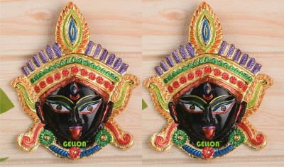 gellon Gellon 2 Pc Maa Kaali Wall Hanging In Black & Gold Finish, Goddess Kaali Decorative Showpiece  -  3 cm(Metal, Black, Gold)