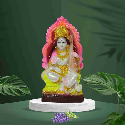 Karukrit collections Saraswati maa idol Decorative Showpiece  -  10 cm(Polyresin, White)