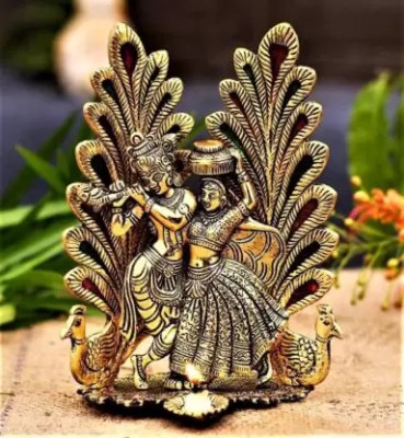 Sikarwar Traders Metal Radha Krishna Idol Statue Gift Krishna Radha Murti Love Couple Statue Decorative Showpiece  -  11 cm(Metal, Multicolor)