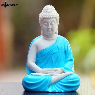 Vikarafty Blue Buddha Beautiful MasterPeice Of Meditation/Dhyan Buddha Artistic Buddhism Decorative Showpiece  -  14 cm(Terracotta, Blue)