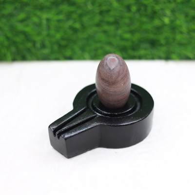 Neelkanth Shivling Stone Unique Ardhanareshwara Narmada Shivling / Shiva & Shakti Wonderful Lingam Decorative Showpiece  -  7 cm(Stone, Multicolor)