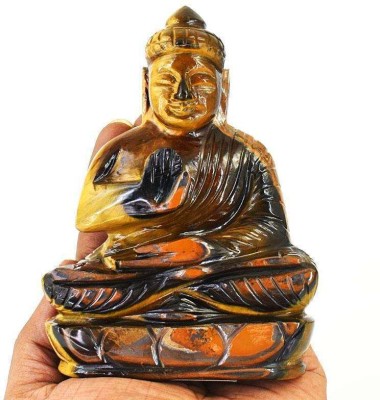 SS Murti Natural Tiger Eye Buddha Tiger Eye Crystal Buddha 150-200 Gram Decorative Showpiece  -  8 cm(Crystal, Brown)