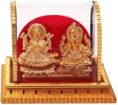 Gwals Handcraft Lord Ganesh & Maa Laxmi Murti Acrylic Idol / Hindu God Ganpati & Goddess Lakshmi Pooja Mandir Spiritual Figurine Statues Decorative Showpiece  -  8 cm(Plastic, Gold)