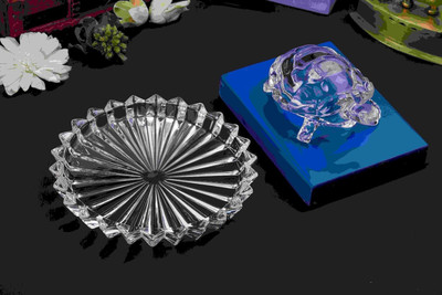 SBBCO Feng Shui Tortoise Turtle Crystal Clear Glass Statue Decorative Showpiece  -  12 cm(Crystal, White)