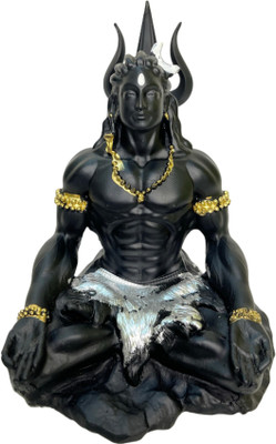 SHIVA SITTING Meditation Black shiva Decorative Showpiece  -  10 cm(Polyresin, Black, Silver, Gold)
