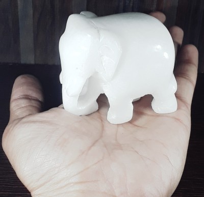 KRAFT CLOUDS Marble Small Elephant Idol Figurine Sculpture for Car dashboard Home Office Decorative Showpiece  -  6 cm(Stone, White)