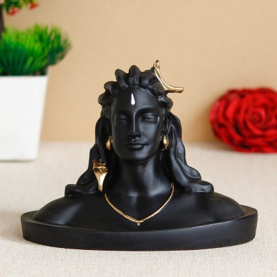 eCraftIndia Adiyogi Shiva Statue Decorative Showpiece  -  11 cm(Polyresin, Black)